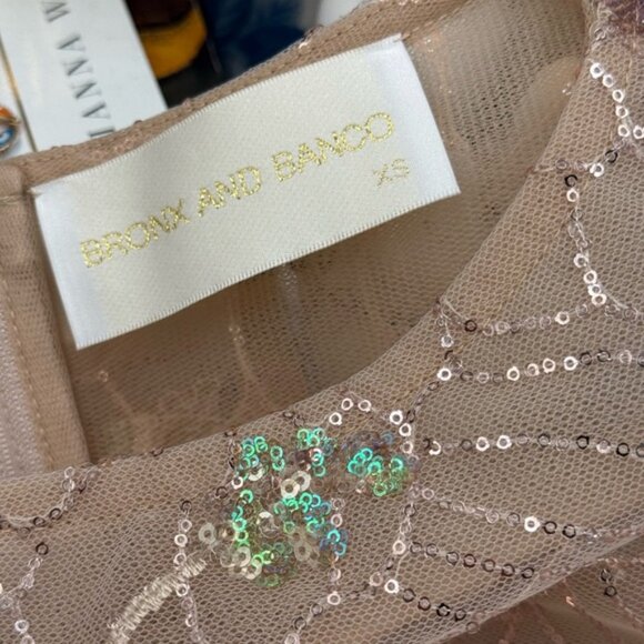 🆕 BRONX & BANCO 🧿 NWOT Violet Mini Dress, Gold & Champagne Sequin - Sz XS US 2 - Picture 14 of 15